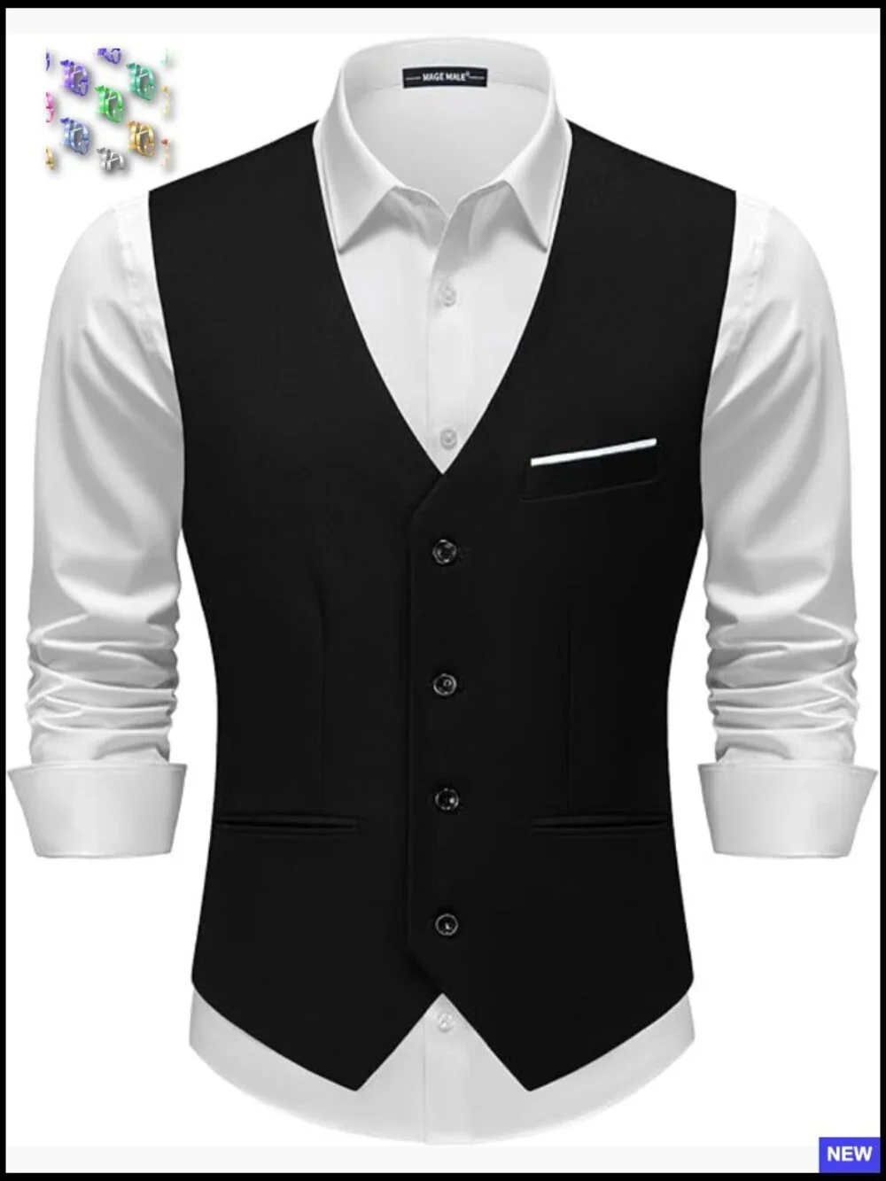 Slim Fit Men's Vest Classic Formal Business Casual Four Button Closure